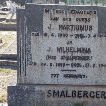 SMALBERGER J. Marthinus 1860-1941 &amp; J. Wilhelmina SMALBERGER 1869-1949