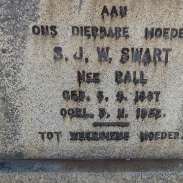SWART S.J.W. nee BALL 1887-1952