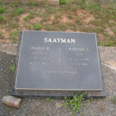 SAAYMAN Barend C. 1886-1964 &amp; Maria B. SPIES 1876-1967