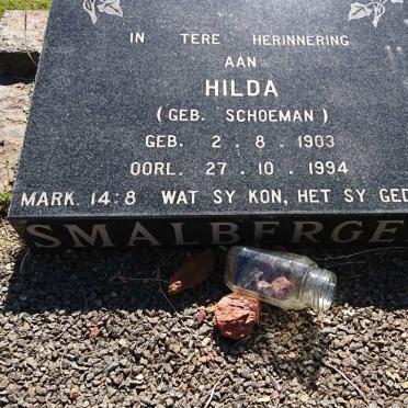 SMALBERGER Hilda nee SCHOEMAN 1903-1994