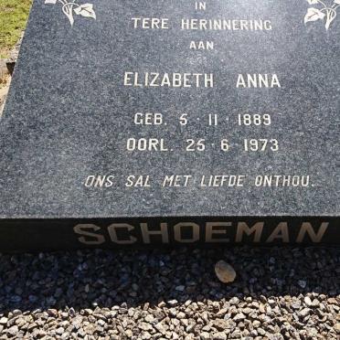 SCHOEMAN Elizabeth Anna 1889-1973