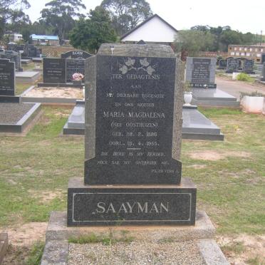 SAAYMAN Maria Magdalena nee OOSTHUIZEN 1886-1955
