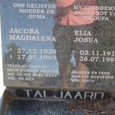 TALJAARD Elia Josua 1918-1982 &amp; Jacoba Magdalena 1929-1999