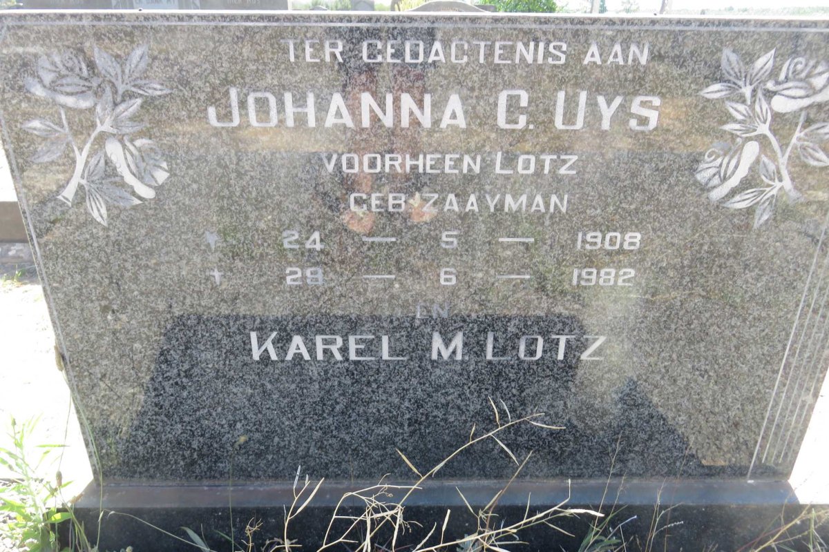 UYS Johanna C. voorheen LOTZ nee ZAAYMAN 1908-1982