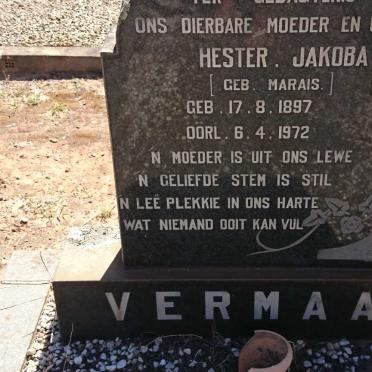 VERMAAK Hester Jakoba MARAIS 1897-1972