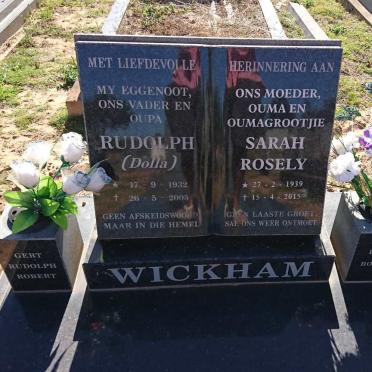 WICKHAM Rudolph 1932-2005 &amp; Sarah Rosely 1939-2015