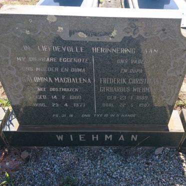 WIEHMAN Frederik Christiaan Gerhardus 1889-1987 &amp; Salomina Magdalena OOSTHUIZEN 1900-1977