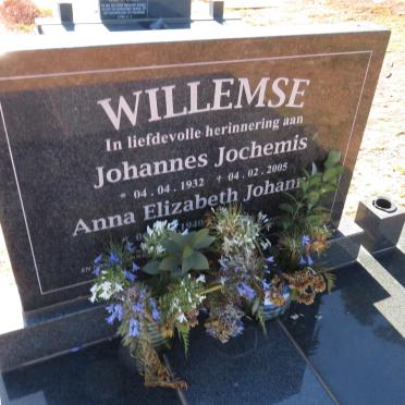 WILLEMSE Johannes Jochemis 1932-2005 &amp; Anna Elizabeth Johanna 1940-?
