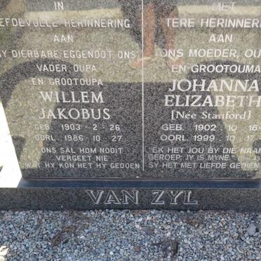 ZYL Willem Jakobus, van 1903-1986 &amp; Johanna Elizabeth STANFORD 1902-1999