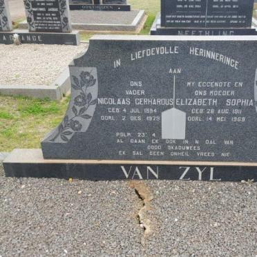 ZYL Nicolaas Gerhardus, van 1894-1979 &amp; Elizabeth Sophia 1911-1969