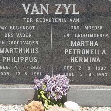 ZYL Marthinus Philippus, van 1903-1981 &amp; Martha Petronella Hermina 1907-1993