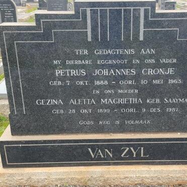 ZYL Petrus Johannes Cronje, van 1888-1963 &amp; Gezina Aletta Magrietha SAAYMAN 1899-1987