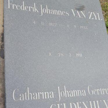 ZYL Frederik Johannes, van 1877-1933 &amp; Catharina Johanna Gertruida GELDENHUYS 1891-1969