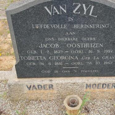 ZYL Jacob Oosthuizen, van 1872-1957 &amp; Tobietta Georgina LA GRANGE 1881-1952