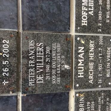 VILLIERS Pieter Francois, de 1948-2003 :: HUMAN Archie Henry 1953-2008