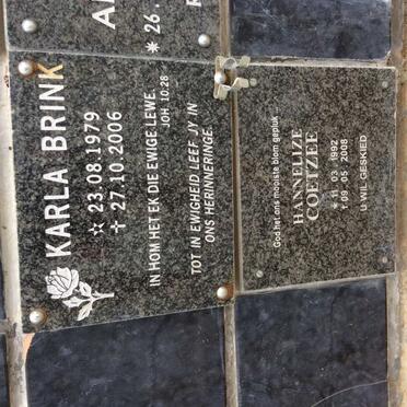 BRINK Karla 1979-2006 :: COETZEE Hannelize 1992-2008