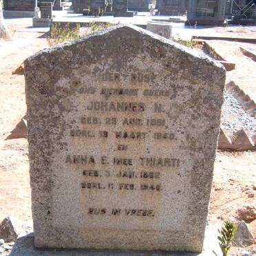 BINDEMANN Johannes N. 1881-1940 &amp; Anna E. THIARTI 1882-1940