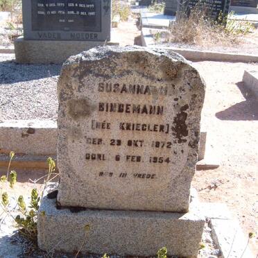 BINDEMANN Susanna M. nee KRIEGLER 1872-1954