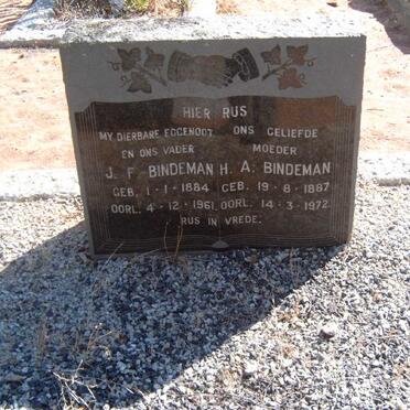 BINDEMAN J.F. 1884-1961 &amp; H.A. 1887-1972