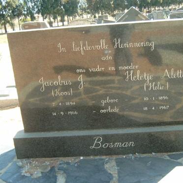 BOSMAN Jacobus J. 1894-1966 &amp; Heletje Aletta 1896-1967