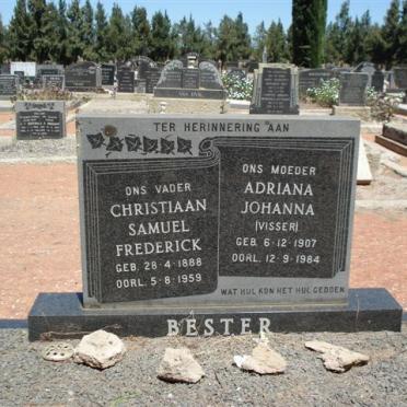 BESTER Christiaan Samuel Frederick 1888-1959 &amp; Adriana Johanna VISSER 1907-1984