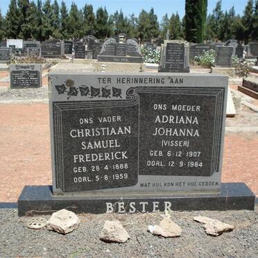 BESTER Christiaan Samuel Frederick 1888-1959 &amp; Adriana Johanna VISSER 1907-1984