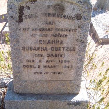 COETZEE Johanna Susanna nee SADIE 1884-1943