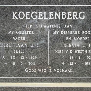 KOEGELENBERG Christiaan J.C. 1929-2011 &amp; Servia J.H. V.D. WESTHUIZEN 1922-1983