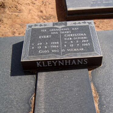 KLEYNHANS Evert 1898-1984 &amp; Christina OLIVIER 1917-1985