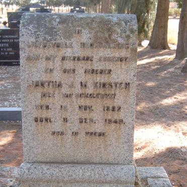 KIRSTEN Martha J.M. nee VAN SCHALKWYK 1882-1948
