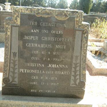 SMIT Jasper Christoffel Gerhardus 1870-1961 &amp; Christina Johanna Petronella THIART 1871-1962