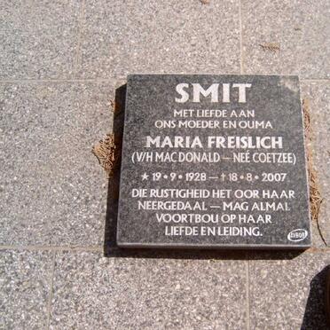 SMIT Maria Freislich formerly MACDONALD nee COETZEE 1928-2007
