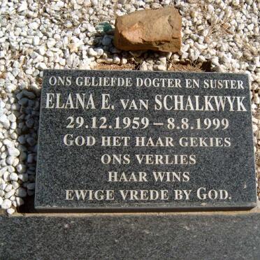 SCHALKWYK Elana E., van 1959-1999
