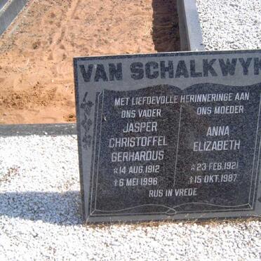 SCHALKWYK Jasper Christoffel Gerhardus, van 1912-1996 &amp; Anna Elizabeth 1921-1987