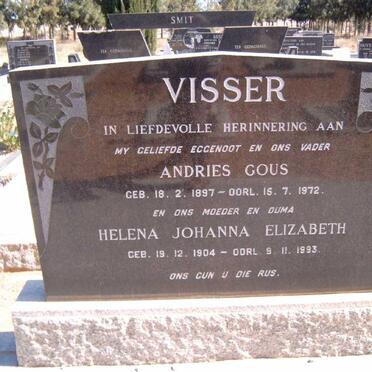 VISSER Andries Gous 1897-1972 &amp; Helena Johanna Elizabeth 1904-1993