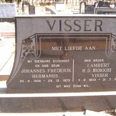 VISSER Johannes Frederik Hermanus 1938-1973 :: VISSER Lambert H.D. 1933-1996