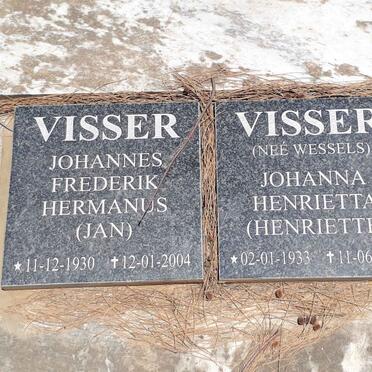 VISSER Johannes Frederik Hermanus 1930-2004 &amp; Johanna Henrietta WESSELS 1933-2019