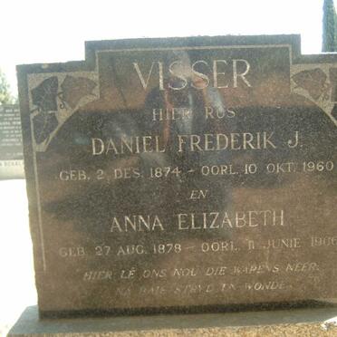 VISSER Daniel Frederik J. 1874-1960 &amp; Anna Elizabeth 18787-1966