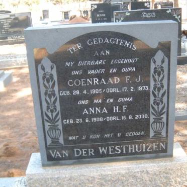 WESTHUIZEN Coenraad F.J., van der 1905-1973 &amp; Anna H.F. 1908-2000