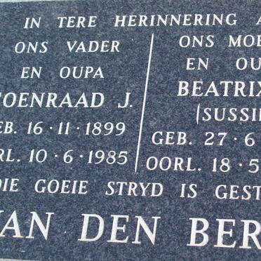 BERG Coenraad J., van den 1899-1985 &amp; Beatrix J. 1923-1985