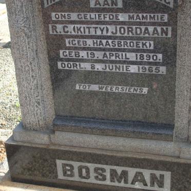 BOSMAN Christian Andreas Jacob 1879-1943 &amp; R.C. JORDAAN nee HAASBROEK 1890-1965
