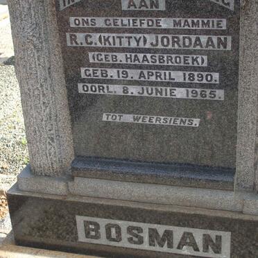 BOSMAN Christian Andreas Jacob 1879-1943 &amp; R.C. JORDAAN nee HAASBROEK 1890-1965