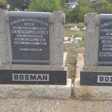 BOSMAN Christian Andreas Jacob 1879-1943 &amp; R.C. JORDAAN nee HAASBROEK 1890-1965