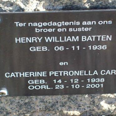 BATTEN Henry William 1936- :: CARR Catherine Petronella 1938-2001