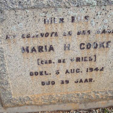 COOKE Maria H. nee DE VRIES -1942