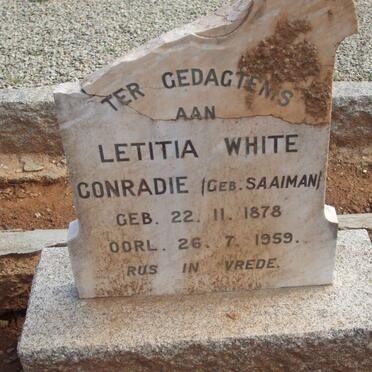 CONRADIE Letitia White nee SAAIMAN 1878-1959