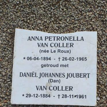 COLLER Daniel Johannes Joubert, van 1884-1961 &amp; Anna Petronella 1894-1965
