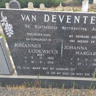 DEVENTER Johannes Lodewicus, van 1923-2016 &amp; Johanna Margaretha 1918-1986
