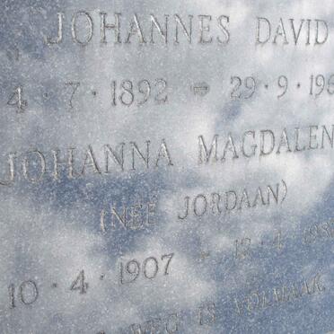 DEVENTER Johannes David, van 1892-1969 &amp; Johanna Magdalena JORDAAN 1907-1982