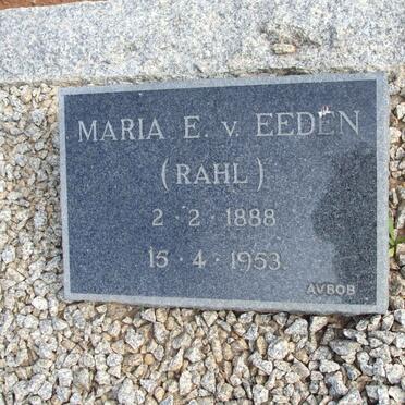 EEDEN Maria E., van nee RAHL 1888-1953